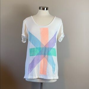 J Crew Factory Cotton Geometric Pastel Graphic Collector Layering Tee T-Shirt